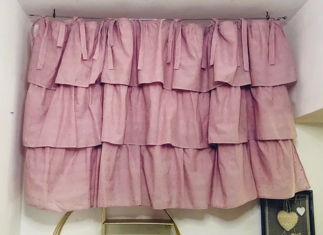 Mantovana Shabby Chic con 3 balze e Pois 60 x 140 cm rosa