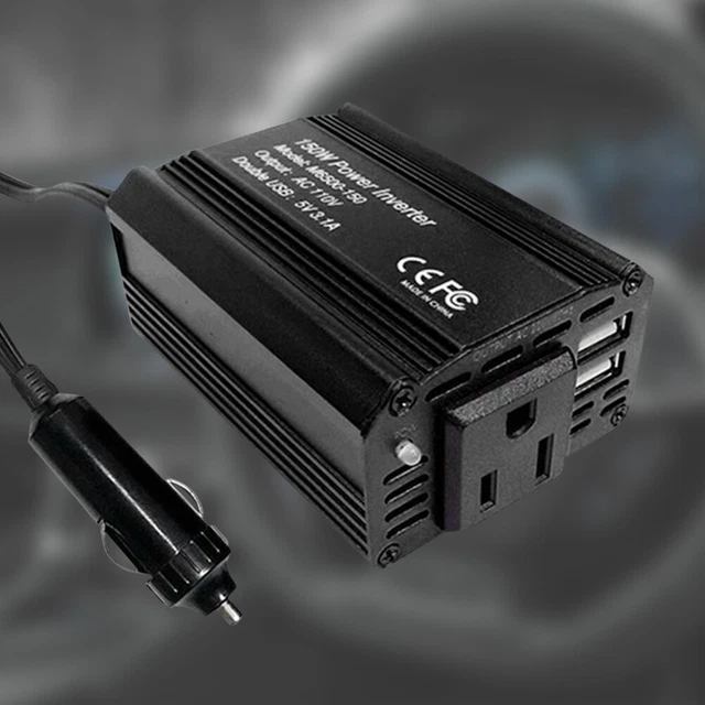 150W Automobile Inverter Converter 12V 110V/220V for Car Audio TV (Black US) FS2