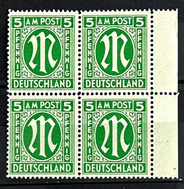 1945 Germany Allied occupation American - British zone Block of 4 stamps MNH 5pf