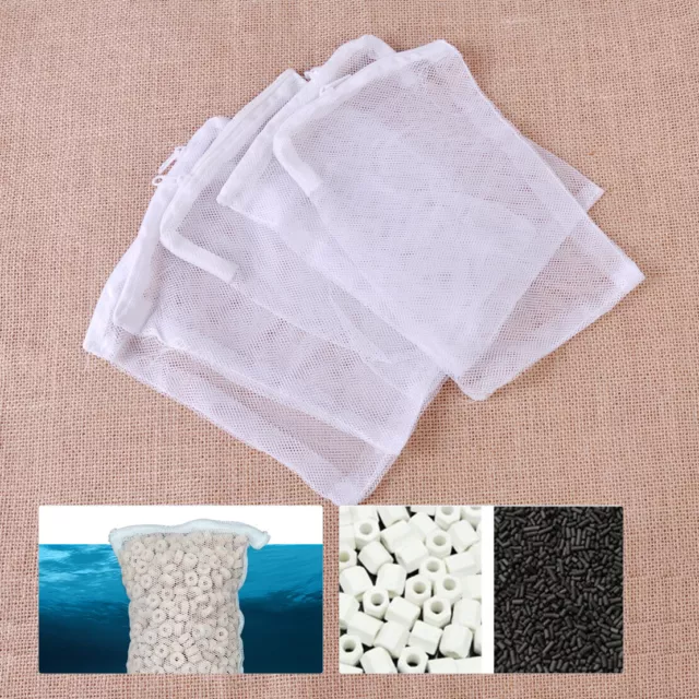 10 Nylon Aquarium Fish Tank Pond Filter Media Zip Mesh Net Bag Zipper Tool Em