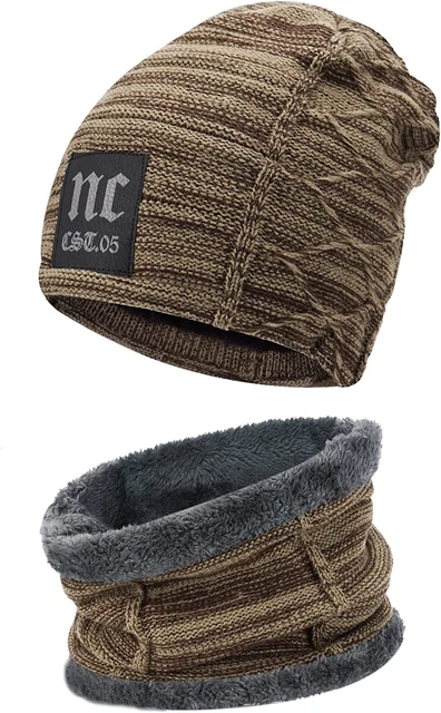 Gorro Para Hombre Gorros De Invierno Hombres Para El Frio Con Bufanda Punto new 11