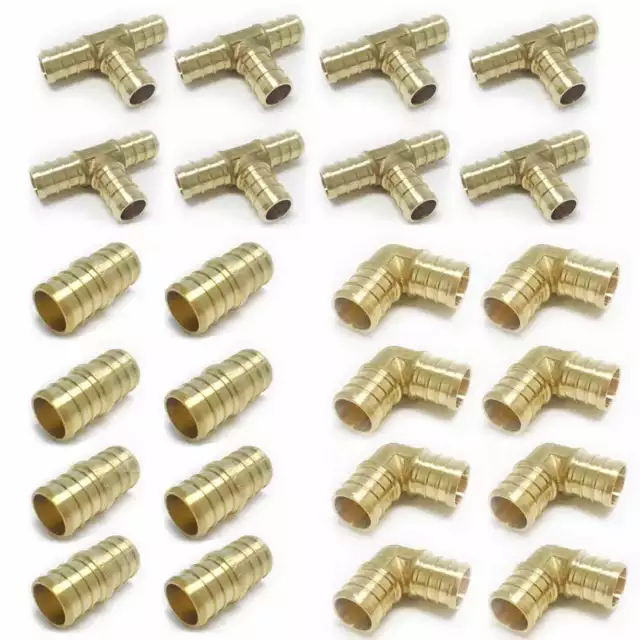 24PCS EFIELD 1/2" PEX Crimp Brass Fittings Elbow,Coupling, Tee(8 PCS/EA),No Lead