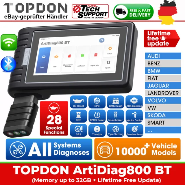 TOPDON AD800 BT Profi Auto KFZ OBD2 Diagnosegerät ALLE SYSTEM Bluetooth WiFi DE