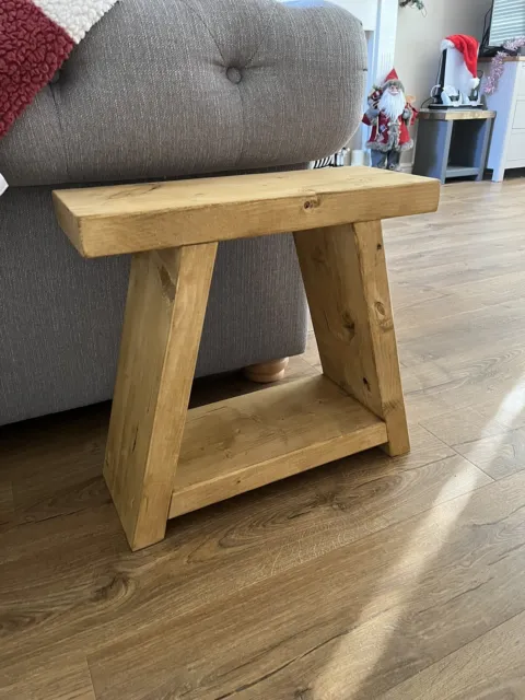 Solid Wooden A Framed Side End Table Light Oak Finish Bedside