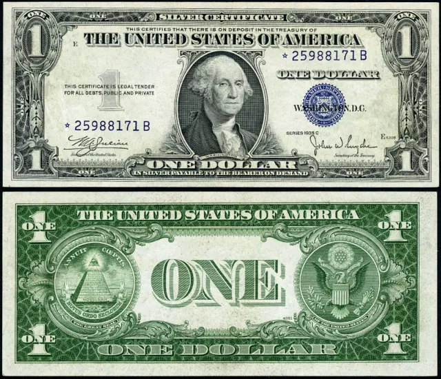 FR. 1612* $1 1935-C Silver Certificate *-B Block AU Star