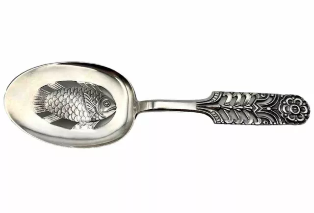 David Andersen Norway Sterling Silver Floriform Pierced Large Fish Server 9.75”