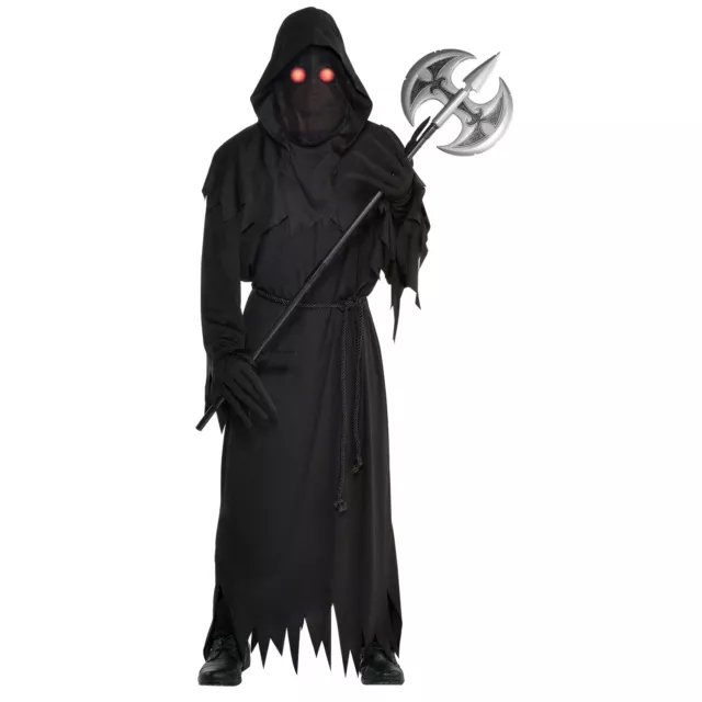 Mens Glaring Grim Reaper Man Scream Halloween Zombie Horror Fancy Dress Costume