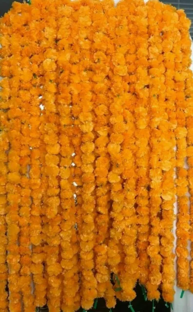 10 cuerdas Artificial amarillo caléndula vid flor Diwali decoración del...