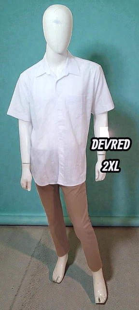 Chemise Devred Homme Blanche Manches Courtes - Taille 2XL En Coton/lin