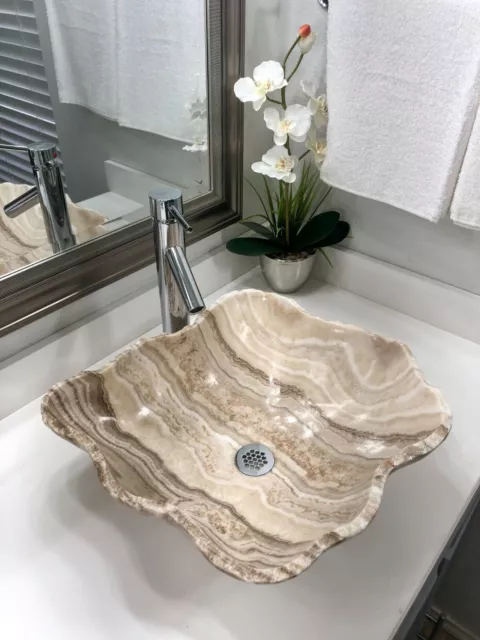 Onyx Stone Sink /Modern Natural Stone Bathroom Rustic Vessel Sink.