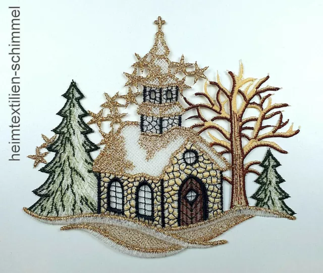 PLAUENER SPITZE ® Fensterbild WEIHNACHTEN Winter KIRCHE Deko Weihnachtsdeko