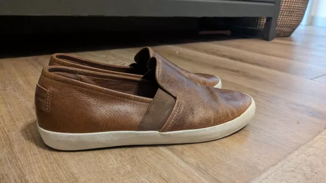 Frye Dylan Leather Slip On Sneakers in Cognac Size 9