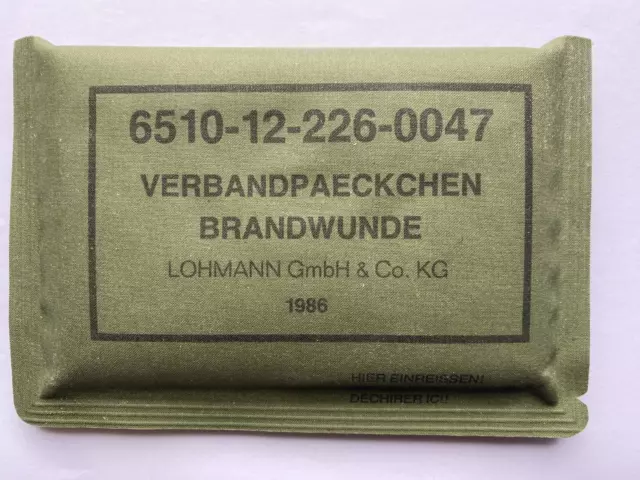 Bundeswehr Verbandpäckchen Brandwunde ERSTE HILFE 6510-12-226-0047 - OVP - 1986