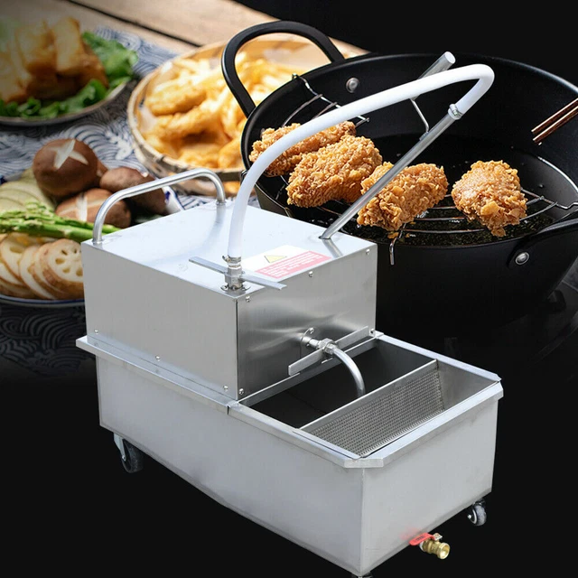 550W Kitchen Mobile Commercial Fryer Oil Filter Machine Oil Residue Separator