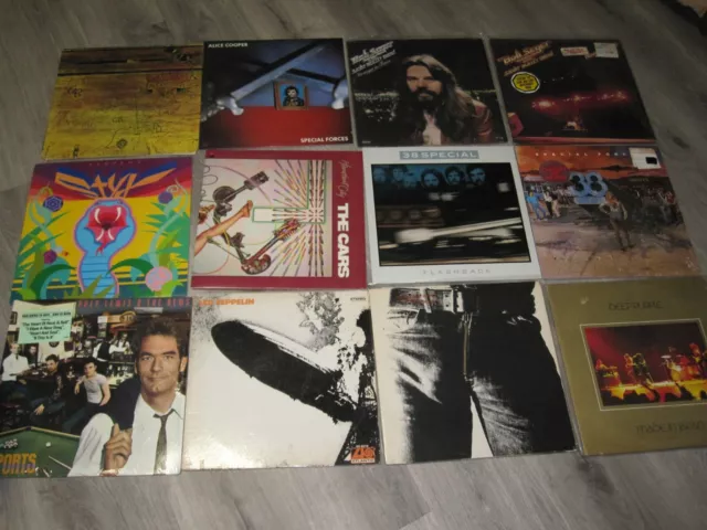 CLASSIC & HARD ROCK - Job lot of 12 Vinyl Records Zep/stones/cooper/cars/styx+