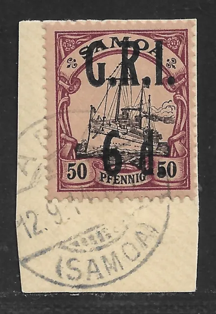 Samoa Brit. Besetzung Minr.  8 ° Apia 12.9.14 Briefstück Auflage 6000 Stück