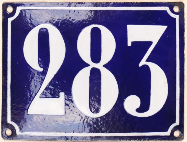 Large old French house number 283 door gate plate plaque enamel steel metal sign