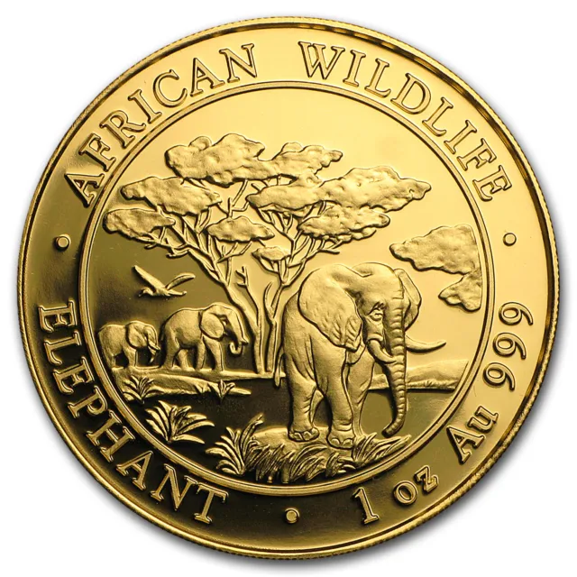 2012 Somalia 1 oz Gold African Elephant BU