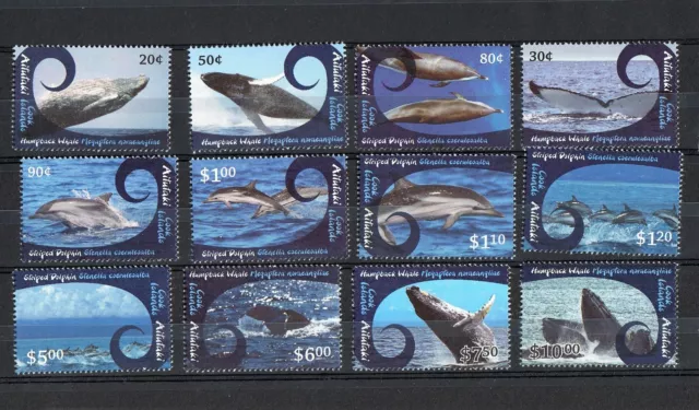 Aitutaki, Cook Islands 2012, Whales and Dolphins, Sc. 581 - 592, Cat $55, MNH