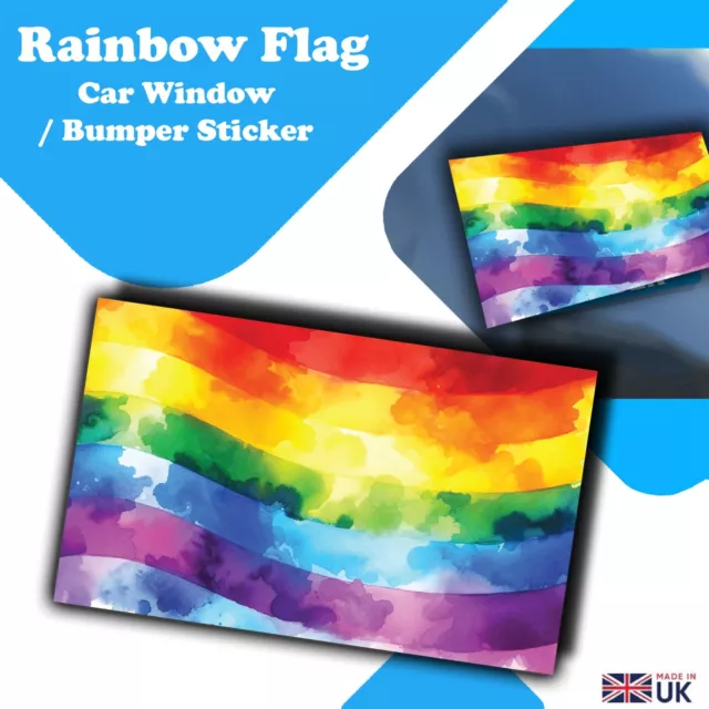 Gay Pride - LGBTQ - Rainbow Flag - Car Window Bumper Sticker Decals- 76 x 127mm