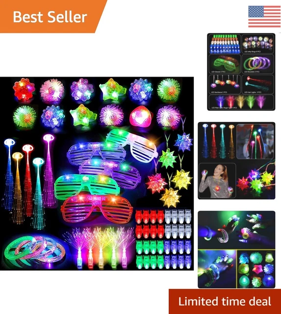 Glow-in-the-Dark LED Toys: 50 Finger Lights, 8 Rings, 5 Glasses, 5 Bracelets