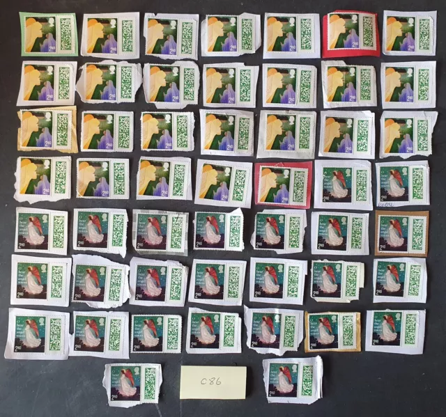 50 GENUINE 2nd Class Stamps With Barcode Unfranked With Minor Faults  C-86