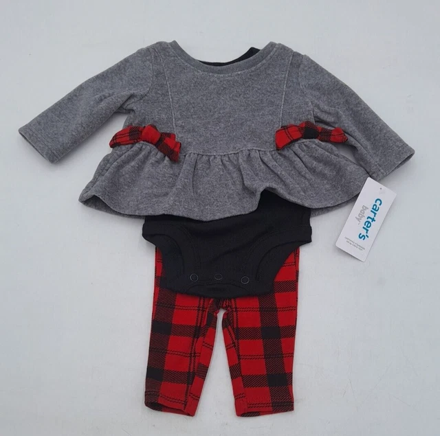 New! Baby Girl's Carter's 3pc Hoodie Bodysuit Pants Outfit Newborn
