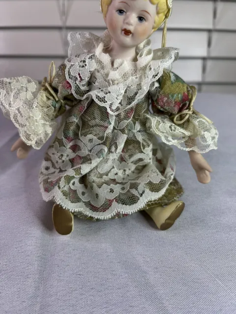 Vintage Mini 6” Porcelain Bisque China Fashion Doll Ornament 3