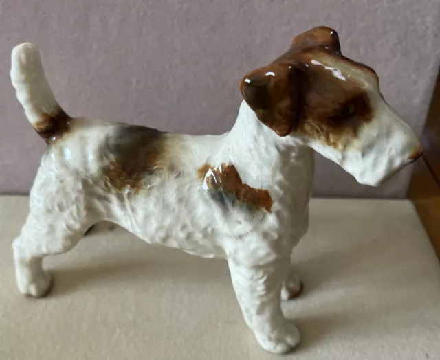 Vintage Airedale Fox Terrier Dog Standing Figurine Statue Porcelain  Japan Made