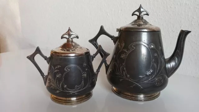 Jugendstil WMF Kaffeekanne / Teekanne und Zuckerdose