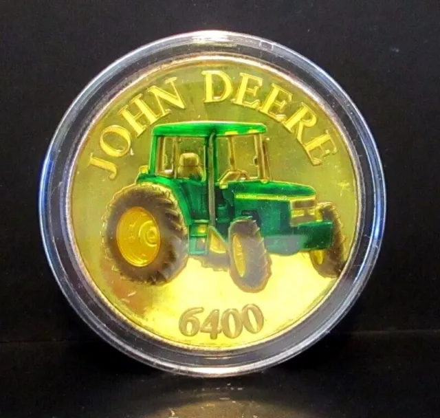 John Deere 6400 Tractor .999 Fine Silver Round Gold Colored Collector Coin jd