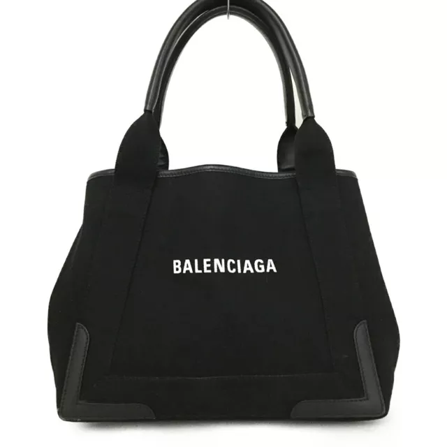 BALENCIAGA Logo Cabas Xs Black Canvas Tote Hand Bag/6X1620