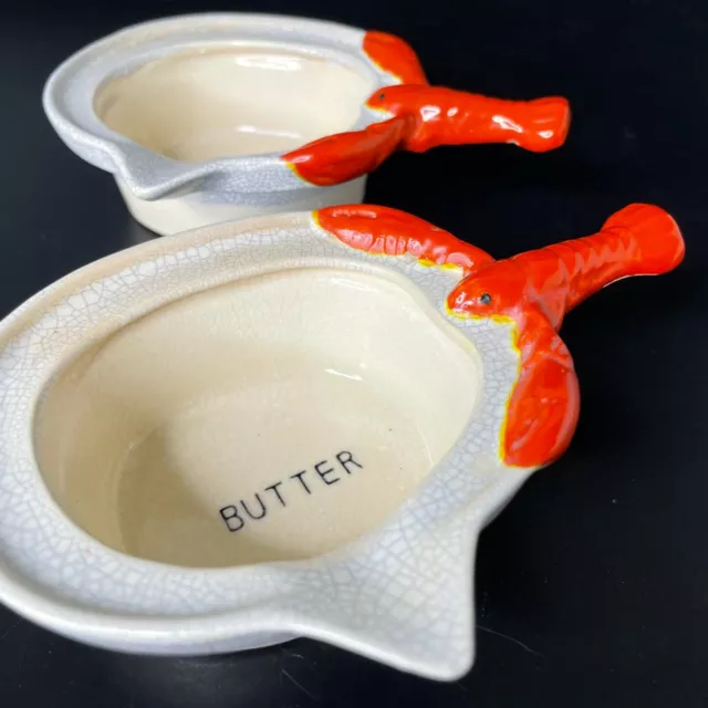 (2) Vintage Ceramic Lobster Melted Butter Warmer Dish (Tops Only)