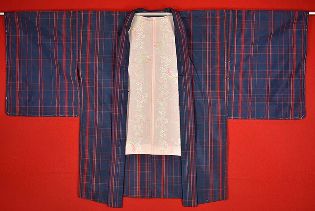 Vintage Japanese Kimono Silk Antique BORO HAORI Kusakizome TSUMUGI/B480/460