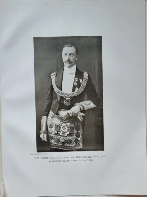 1886 Masoneria Impresión Conde De Stradbroke Provincial Grand Maestro De Suffolk