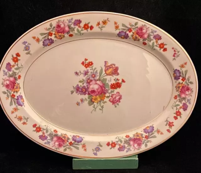 Syracuse Old Ivory Sharon 14" Oval Meat Serving Platter  USA made