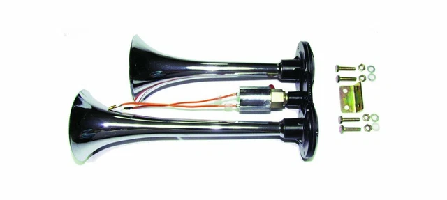 Double Air Truck Trumpet Loud 2 Bell air Single Tone Roof Mount Chromed 12V/24V