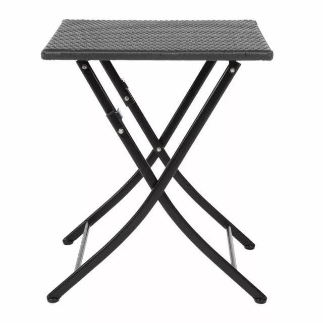 Bolero Square PE Wicker Folding Table in Black Weatherproof Lightweight - 600mm