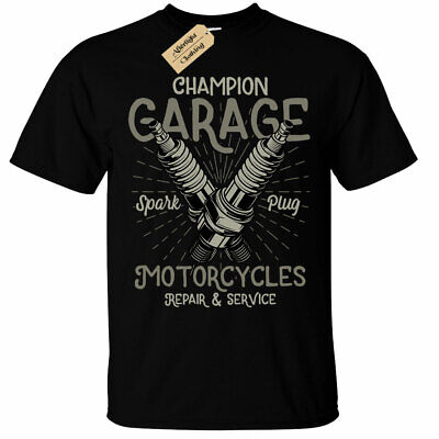 Champion Garage Motorcycles T-Shirt Mens biker top motorbike