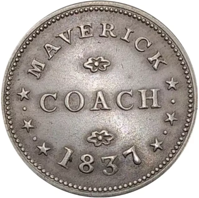 (1837) Boston MA HT 172gs (R-3) Maverick Coach Hard Times Token