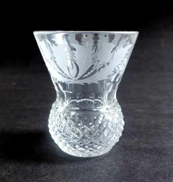 Edinburgh Crystal Thistle Shot/Tot Glass, Made In Scotland 2 1/8"