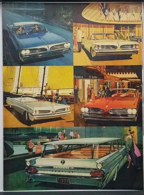 1959 Pontiac Bonneville Safari Vintage Color Print Ad