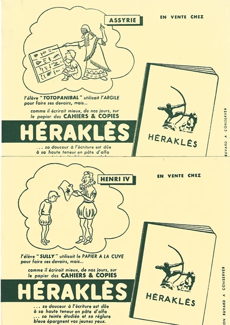 2 Buvards Cahiers Herakles Assyrie et Henri IV