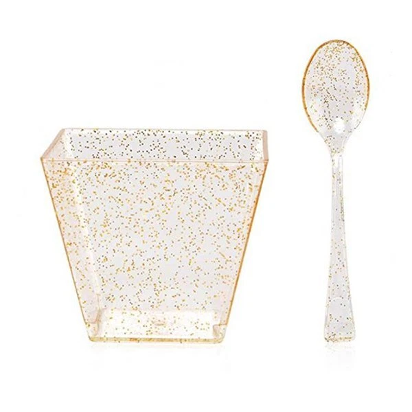 50 tazas de pudín y con oro 60 ml boda celebración taza oro bronce P6B9