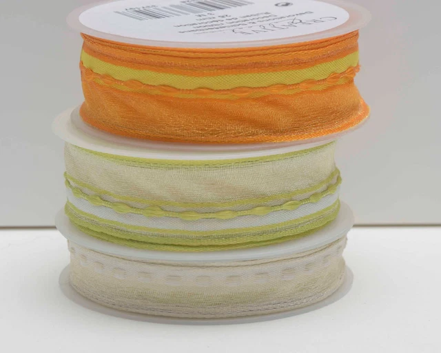3 x  Dekobänder Taftband  Geschenkband 2 x  25mm x ca.3m, 1 x 15mm x ca.4m Bunt