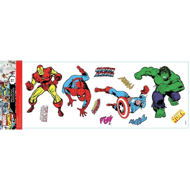 MARVEL CLASSICS PEEL & Stick 11 Wall Decals Iron Man Hulk Spiderman