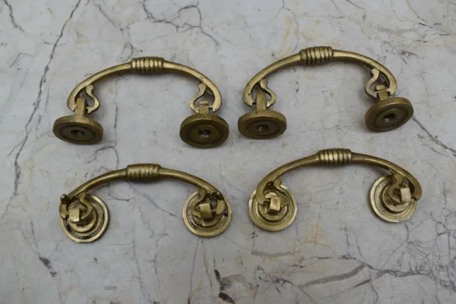 Vintage Victorian Cast Brass Handles Door Knobs and Pulls Drop Gate Handle 4 pcs