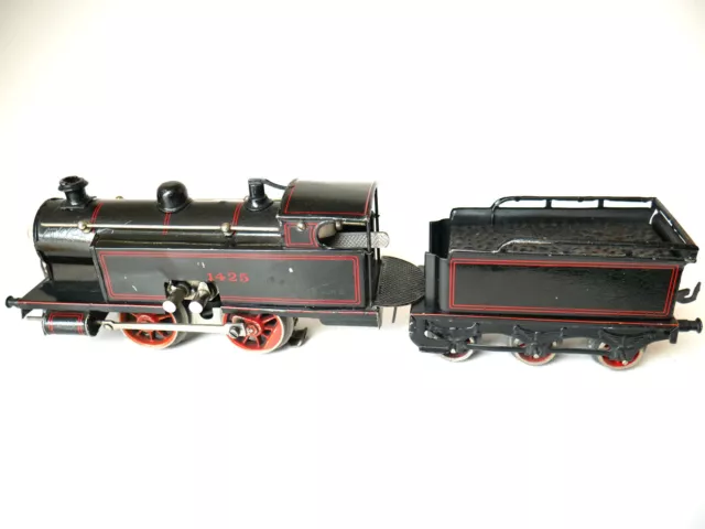 Spur 0, Bing  Dampflokomotive 1425 mit Tender LüP 36 cm, defekt, 