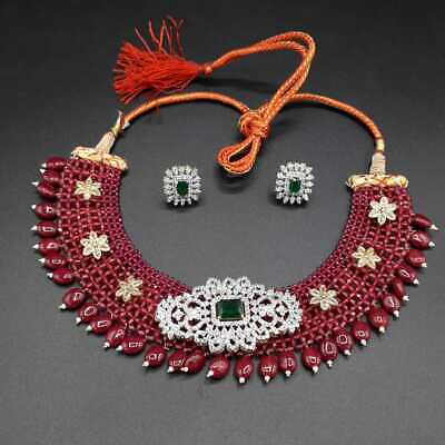 Bollywood Indian Kundan Bridal Wedding Choker Necklace Latest New CZ Jewelry Set
