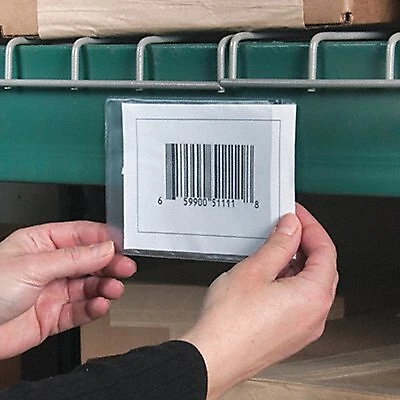 Hol-Dex Label Holder: Slide In Label Holder, 4 in Wd, 6 in Lg, Vinyl, 50 PK